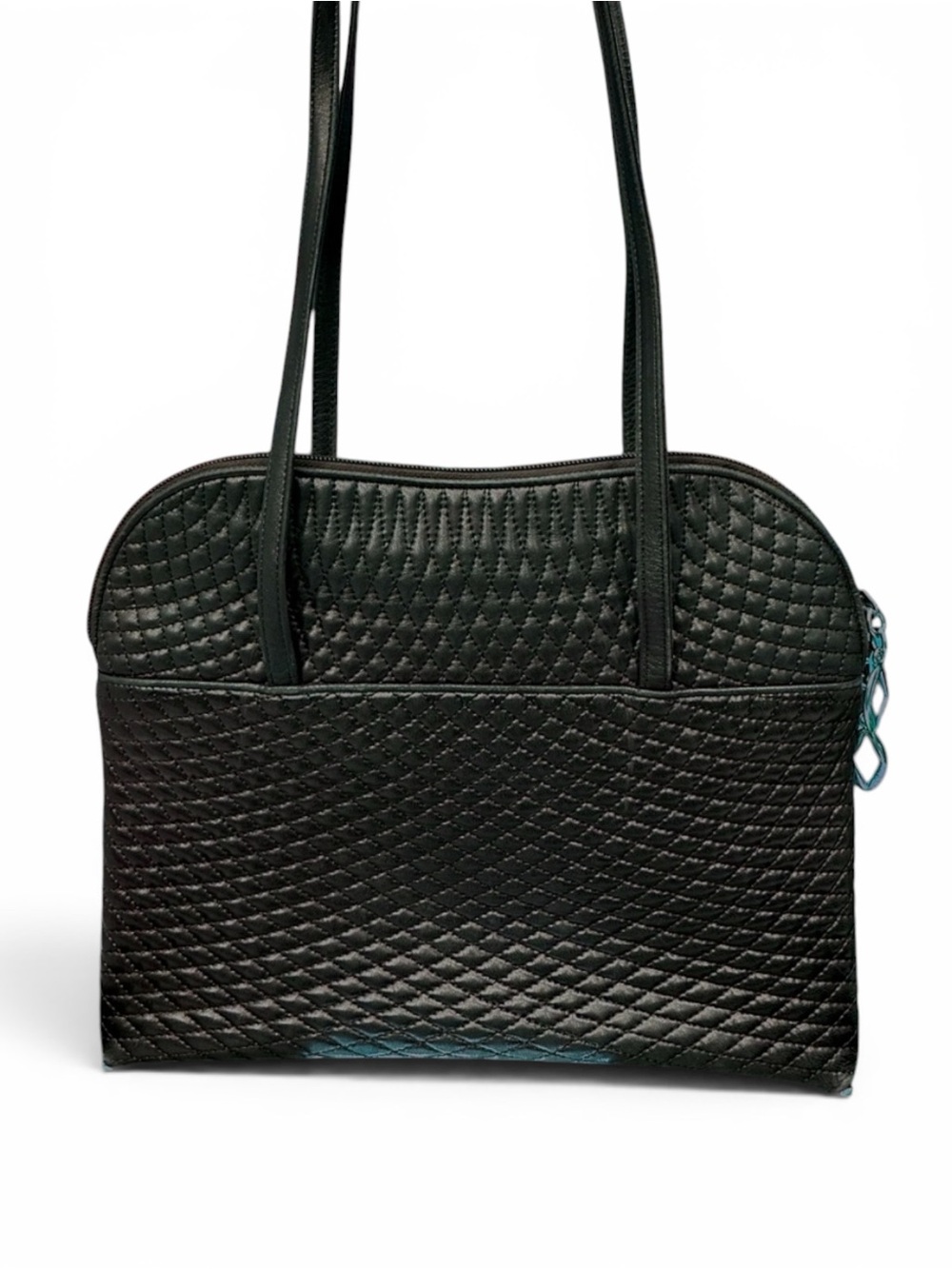 Bally Vintage Quilted Black lambskin Leather Top Handle Bag